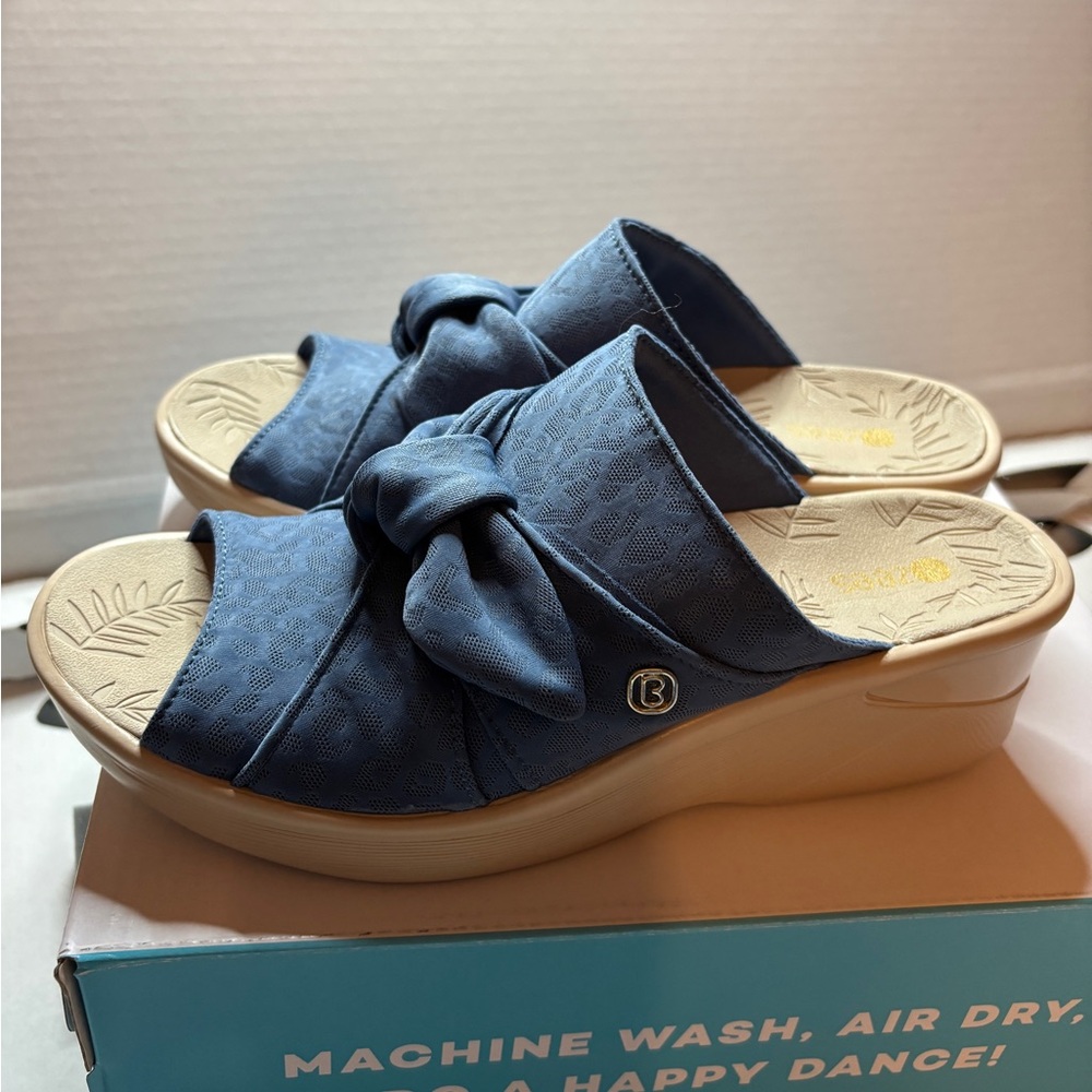 Comfort Slide Sandals with Knotted Upper in Blue - Picture 3 of 11